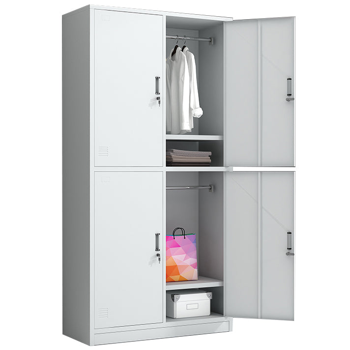 White Metal Cabinet for Bathroom Contemporary Storage Cabinet with Hinged Door