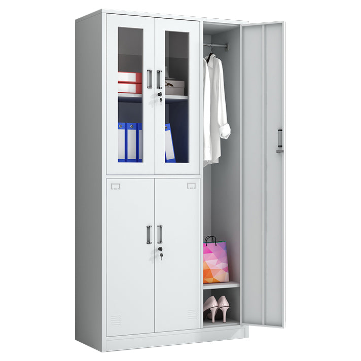 White Metal Cabinet for Bathroom Contemporary Storage Cabinet with Hinged Door