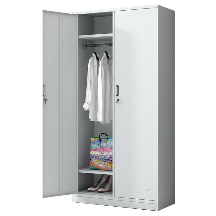 White Metal Cabinet for Bathroom Contemporary Storage Cabinet with Hinged Door