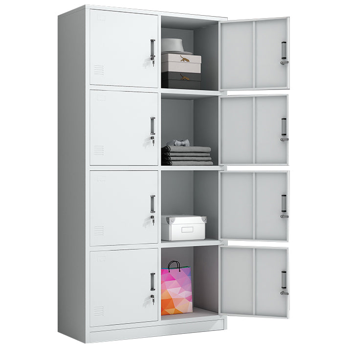 White Metal Cabinet for Bathroom Contemporary Storage Cabinet with Hinged Door