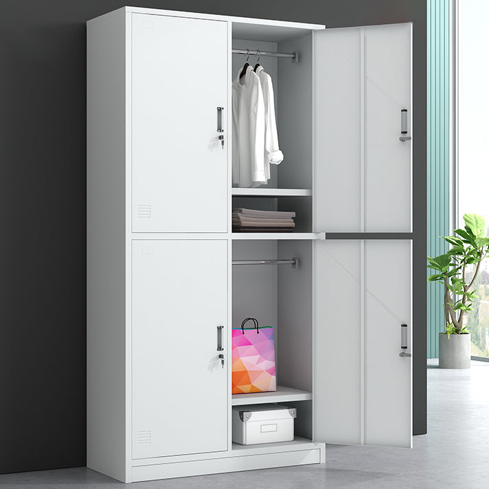 White Metal Cabinet for Bathroom Contemporary Storage Cabinet with Hinged Door