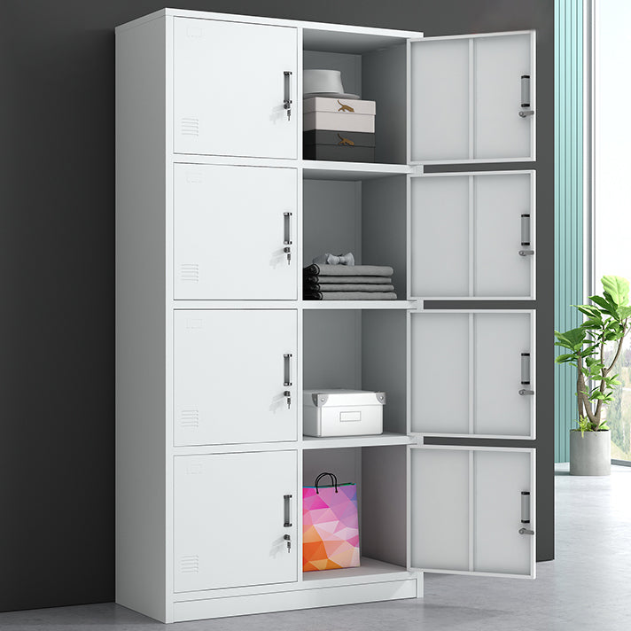White Metal Cabinet for Bathroom Contemporary Storage Cabinet with Hinged Door