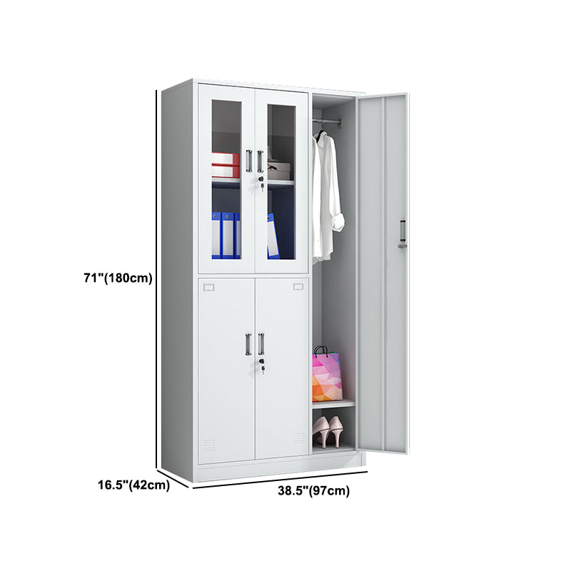 White Metal Cabinet for Bathroom Contemporary Storage Cabinet with Hinged Door