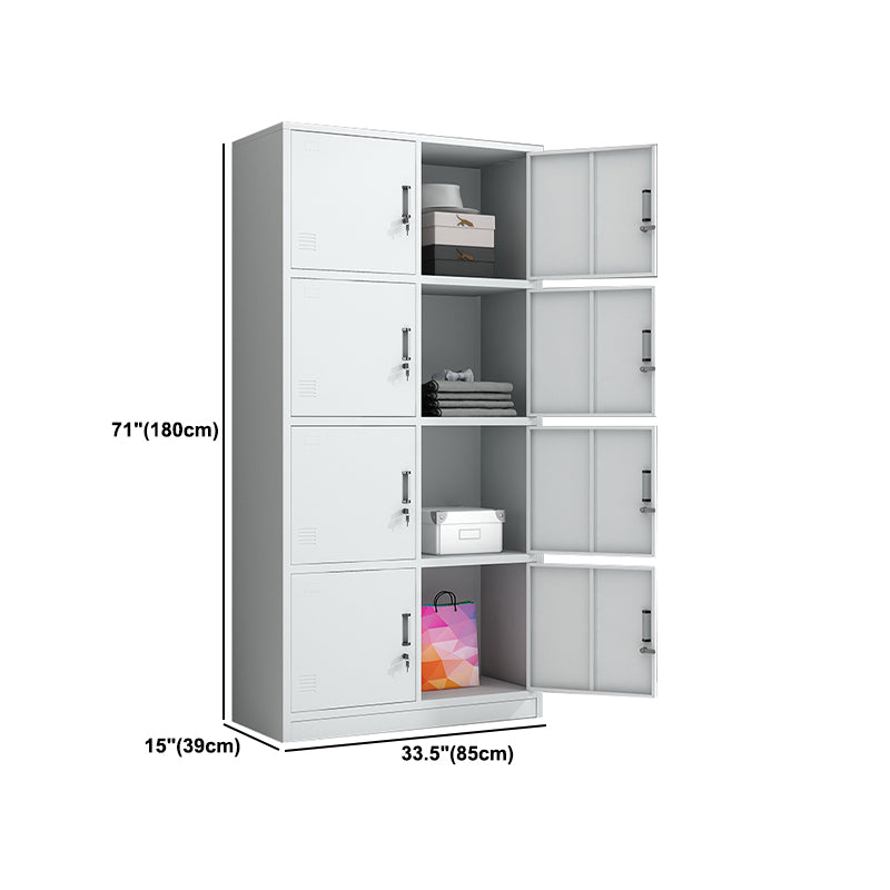 White Metal Cabinet for Bathroom Contemporary Storage Cabinet with Hinged Door