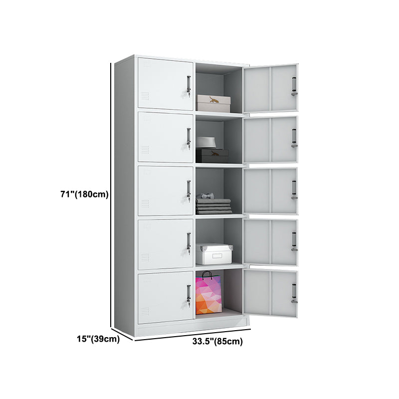 White Metal Cabinet for Bathroom Contemporary Storage Cabinet with Hinged Door
