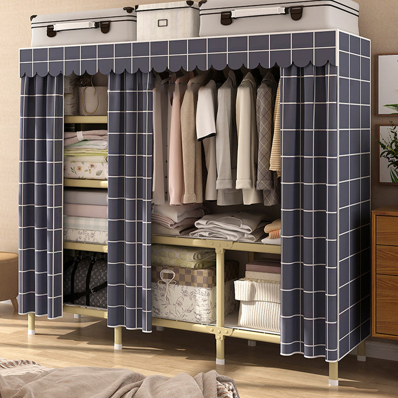 Contemporary Style Wardrobe Armoire Steel Frame Wardrobe for Bedroom