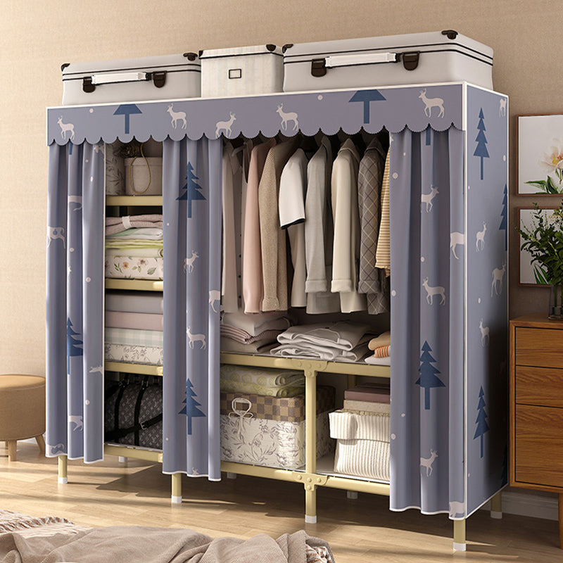 Contemporary Style Wardrobe Armoire Steel Frame Wardrobe for Bedroom