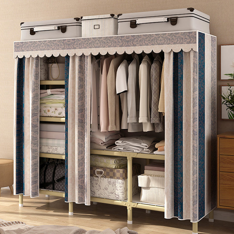 Contemporary Style Wardrobe Armoire Steel Frame Wardrobe for Bedroom