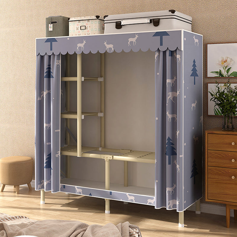 Contemporary Style Wardrobe Armoire Steel Frame Wardrobe for Bedroom