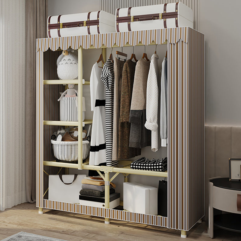 Contemporary Style Wardrobe Armoire Steel Frame Wardrobe for Bedroom