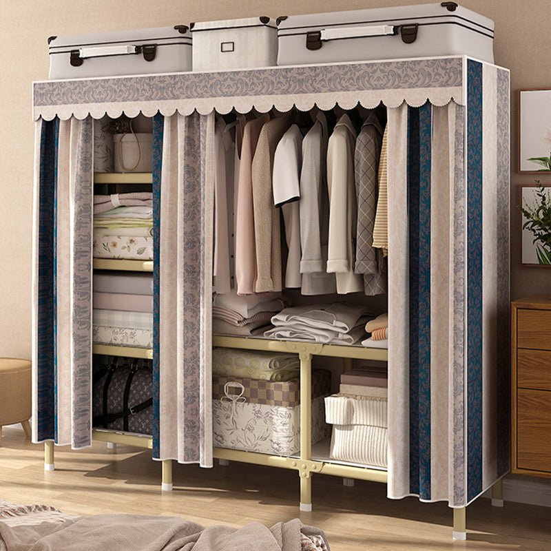 Contemporary Style Wardrobe Armoire Steel Frame Wardrobe for Bedroom