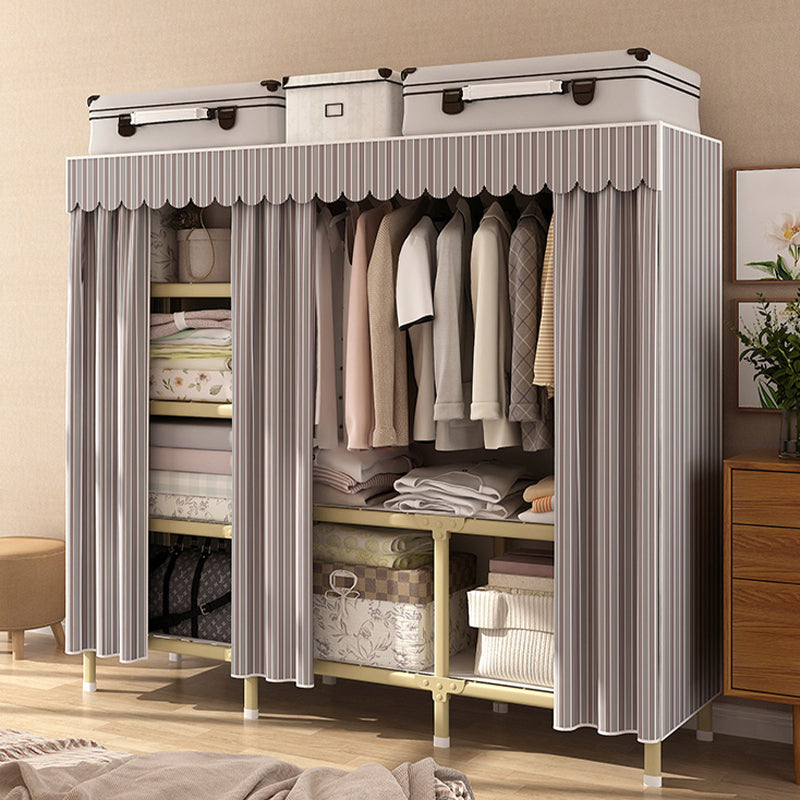 Contemporary Style Wardrobe Armoire Steel Frame Wardrobe for Bedroom