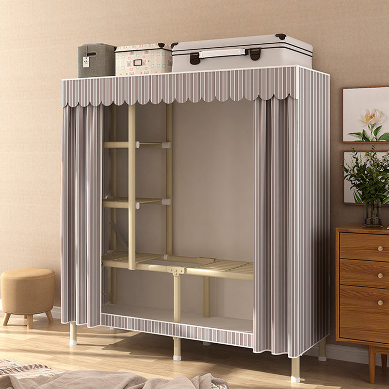 Contemporary Style Wardrobe Armoire Steel Frame Wardrobe for Bedroom