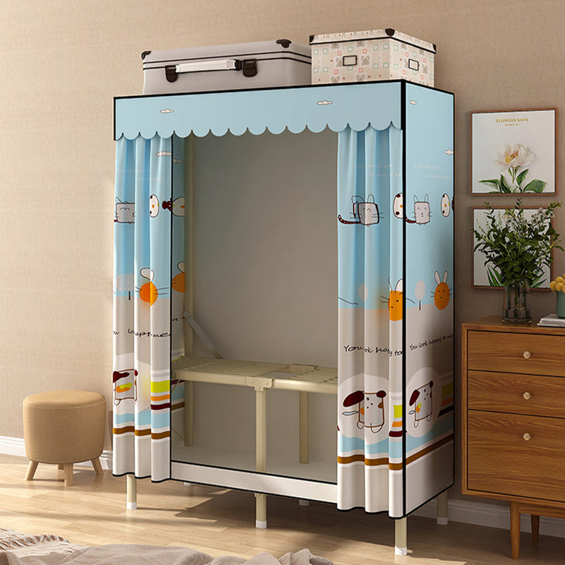 Contemporary Style Wardrobe Armoire Steel Frame Wardrobe for Bedroom