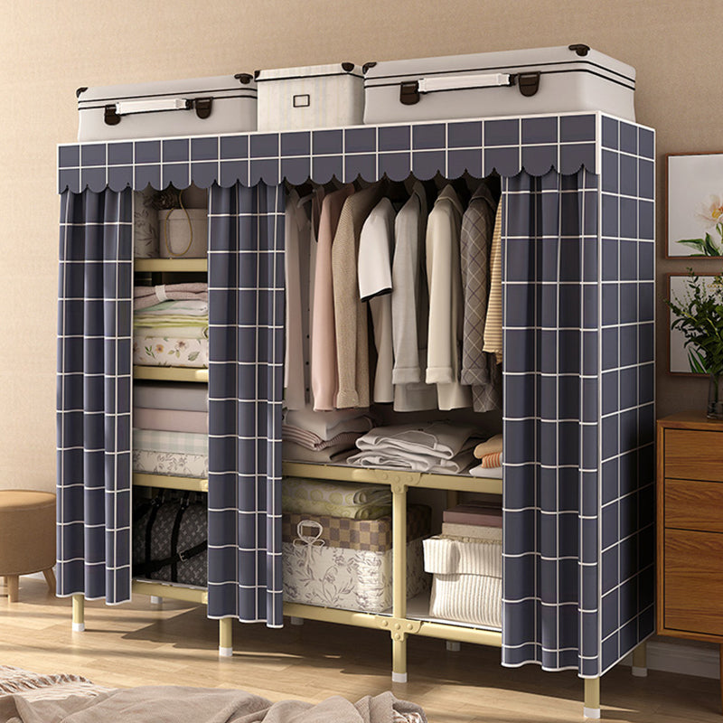 Contemporary Style Wardrobe Armoire Steel Frame Wardrobe for Bedroom