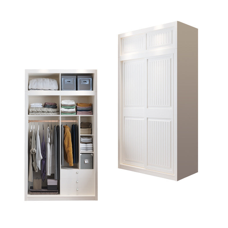 Modern White Wardrobe Armoire Engineered Wood Wardrobe Cabinet with Drawers