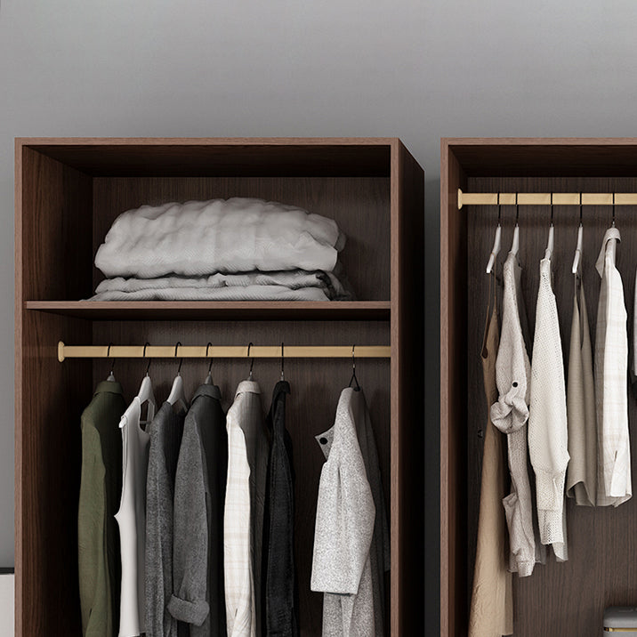 Contemporary Wardrobe with Garment Rod Engineered Wood Wardrobe Closet