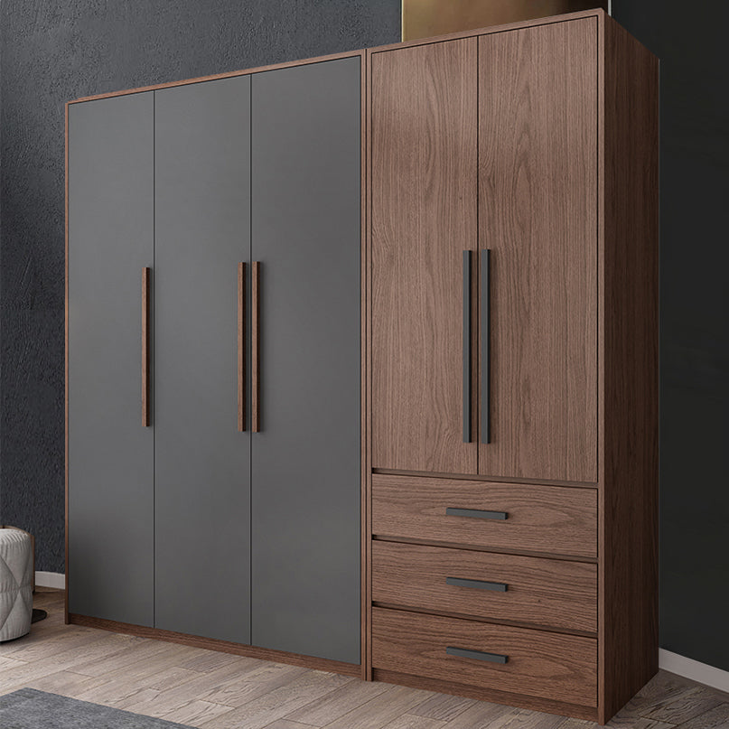 Contemporary Wardrobe with Garment Rod Engineered Wood Wardrobe Closet