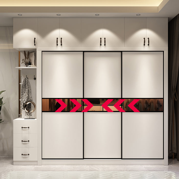 Engineered Wood Wardrobe Cabinet White Modern Wardrobe with Drawer