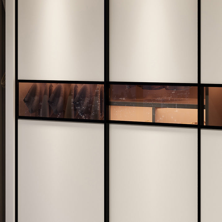 Engineered Wood Wardrobe Cabinet White Modern Wardrobe with Drawer