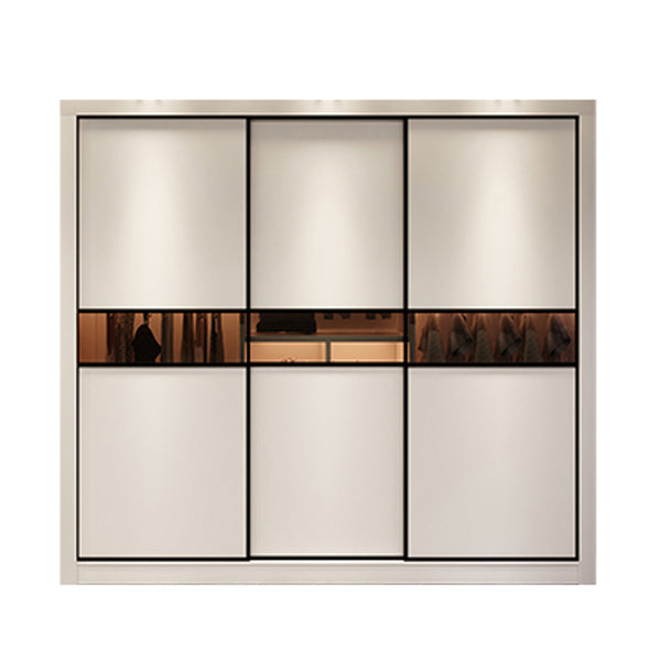 Engineered Wood Wardrobe Cabinet White Modern Wardrobe with Drawer