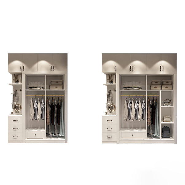 Engineered Wood Wardrobe Cabinet White Modern Wardrobe with Drawer