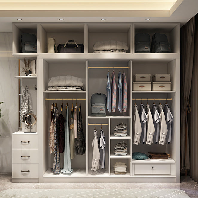 Engineered Wood Wardrobe Cabinet White Modern Wardrobe with Drawer