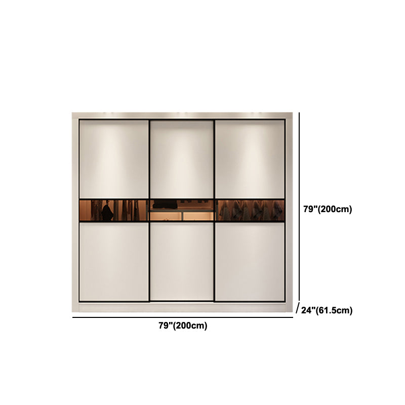 Engineered Wood Wardrobe Cabinet White Modern Wardrobe with Drawer