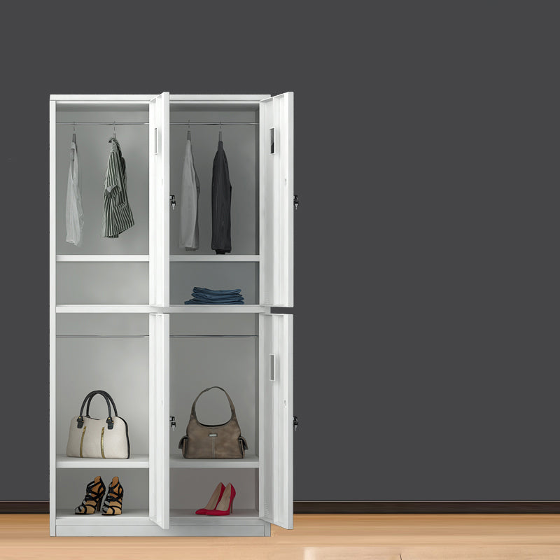 Modern Style Hinged Door Wardrobe for Home Grey Metal Cabinet