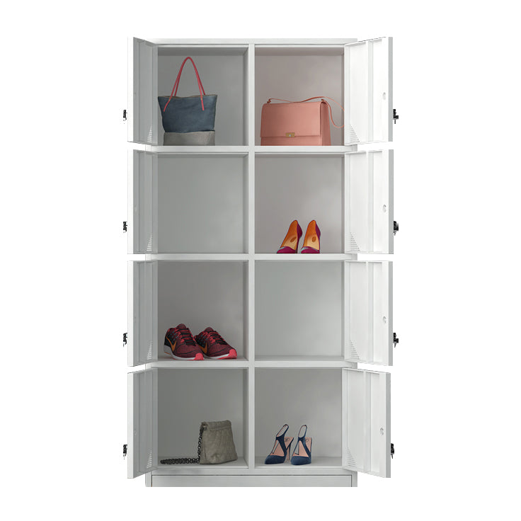 Modern Style Hinged Door Wardrobe for Home Grey Metal Cabinet