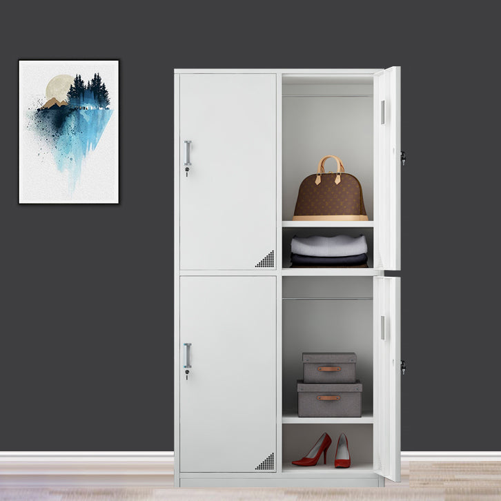 Modern Style Hinged Door Wardrobe for Home Grey Metal Cabinet