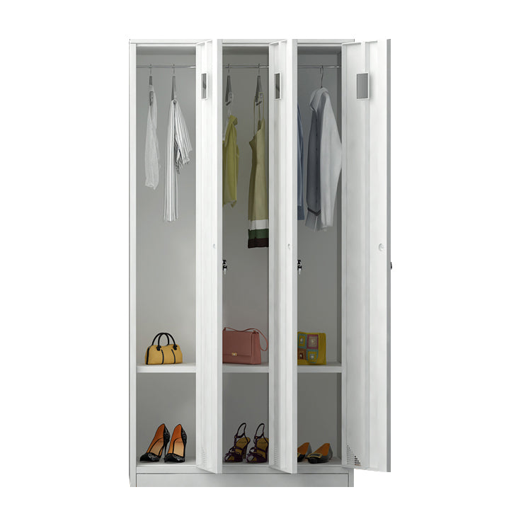 Modern Style Hinged Door Wardrobe for Home Grey Metal Cabinet