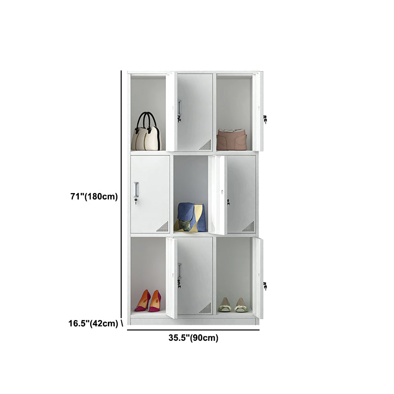 Modern Style Hinged Door Wardrobe for Home Grey Metal Cabinet