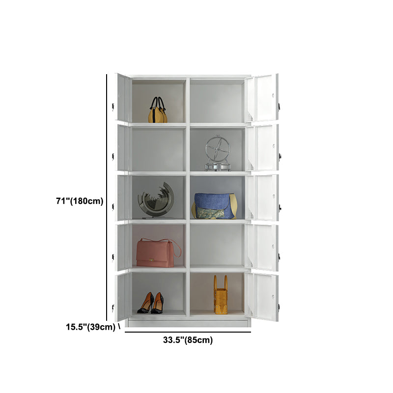 Modern Style Hinged Door Wardrobe for Home Grey Metal Cabinet
