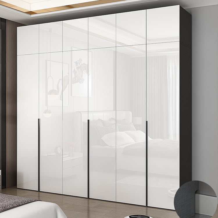 Mirrored Finish Wardrobe Cabinet Engineered Wood Wardrobe with Drawer