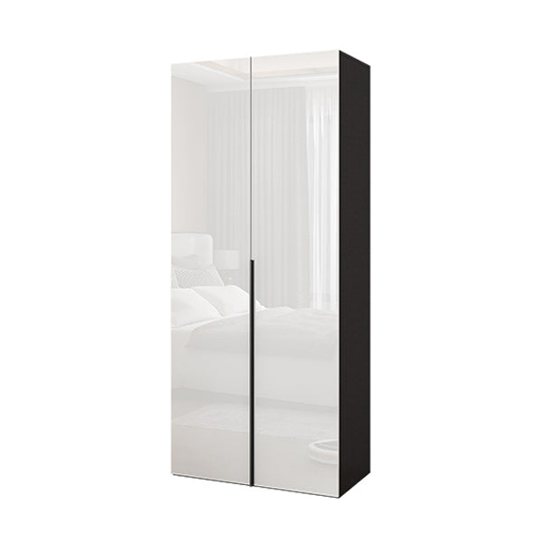 Mirrored Finish Wardrobe Cabinet Engineered Wood Wardrobe with Drawer