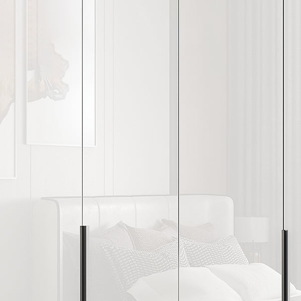 Mirrored Finish Wardrobe Cabinet Engineered Wood Wardrobe with Drawer