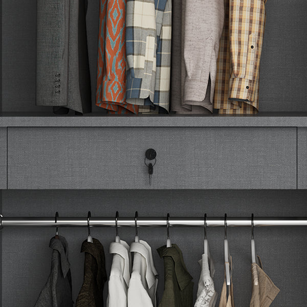 Mirrored Finish Wardrobe Cabinet Engineered Wood Wardrobe with Drawer