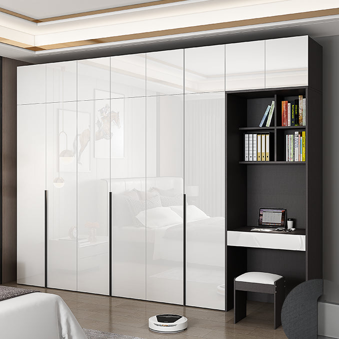 Mirrored Finish Wardrobe Cabinet Engineered Wood Wardrobe with Drawer