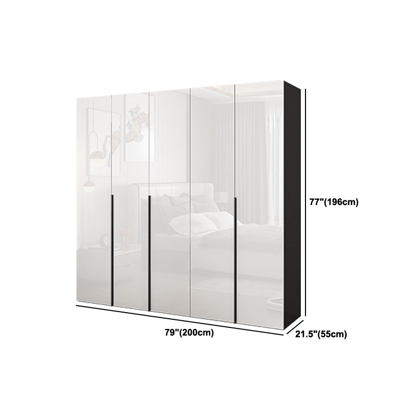 Mirrored Finish Wardrobe Cabinet Engineered Wood Wardrobe with Drawer