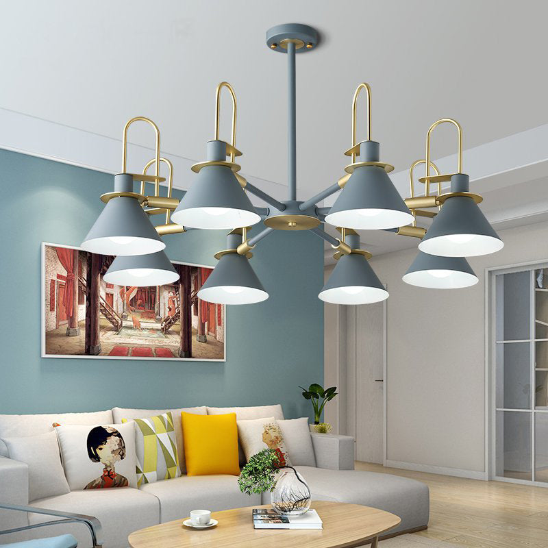 Macaron Loft Funnel Chandelier Metal Undertint Suspension Light for Nursing Room