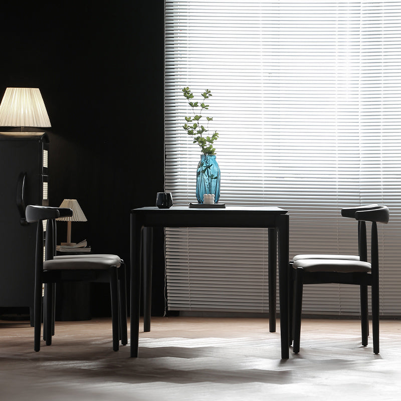 Modern Black Dining Set 1/2/5 Pieces Rectangle Indoor Wood Legs Dinette Set