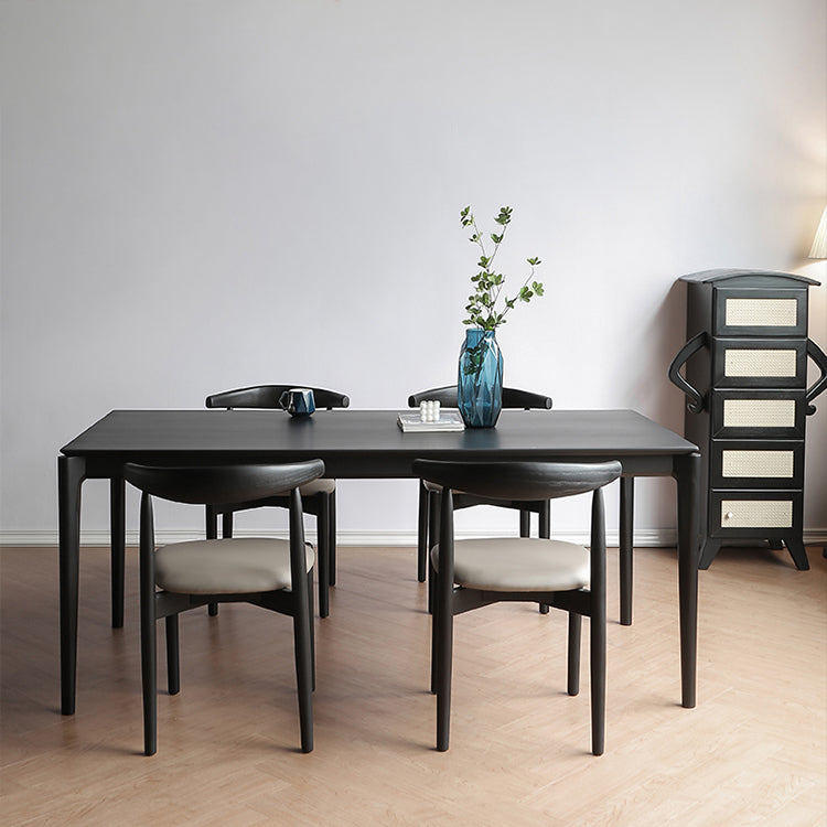 Modern Black Dining Set 1/2/5 Pieces Rectangle Indoor Wood Legs Dinette Set