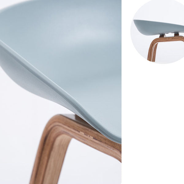 Scandinavian Bucket Stool Plastic Bar Stool with Solid Wood Legs