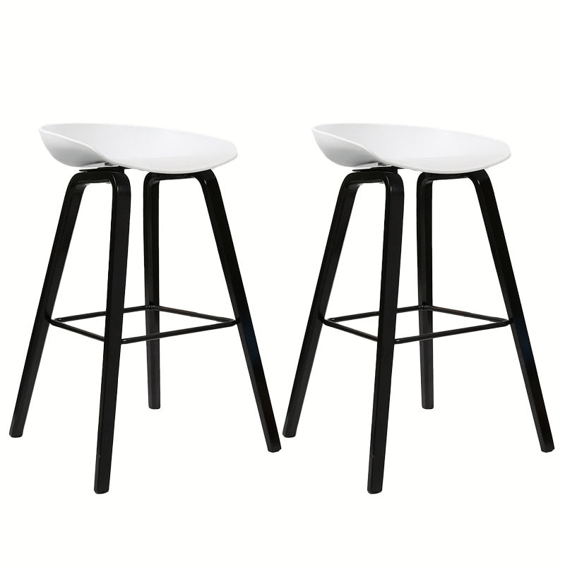 Scandinavian Bucket Stool Plastic Bar Stool with Solid Wood Legs
