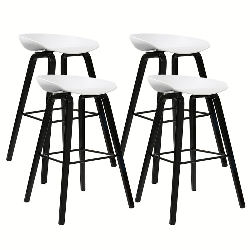 Scandinavian Bucket Stool Plastic Bar Stool with Solid Wood Legs