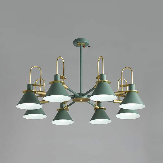Macaron Loft Funnel Chandelier Metal Undertint Suspension Light for Nursing Room
