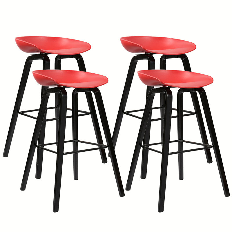 Scandinavian Bucket Stool Plastic Bar Stool with Solid Wood Legs