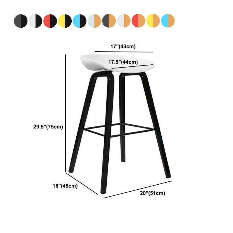Scandinavian Bucket Stool Plastic Bar Stool with Solid Wood Legs