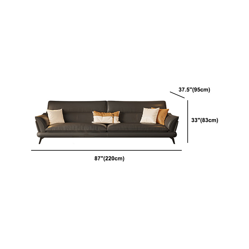 Contemporary Dark Gray Sewn Pillow Back Flared Arm Stationary Sofa
